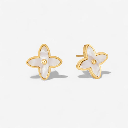 White Blossom Petal Earrings