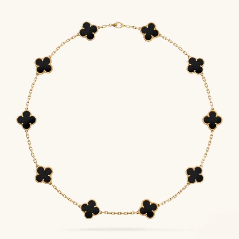 CLOVER - 10 Motive Black Necklace