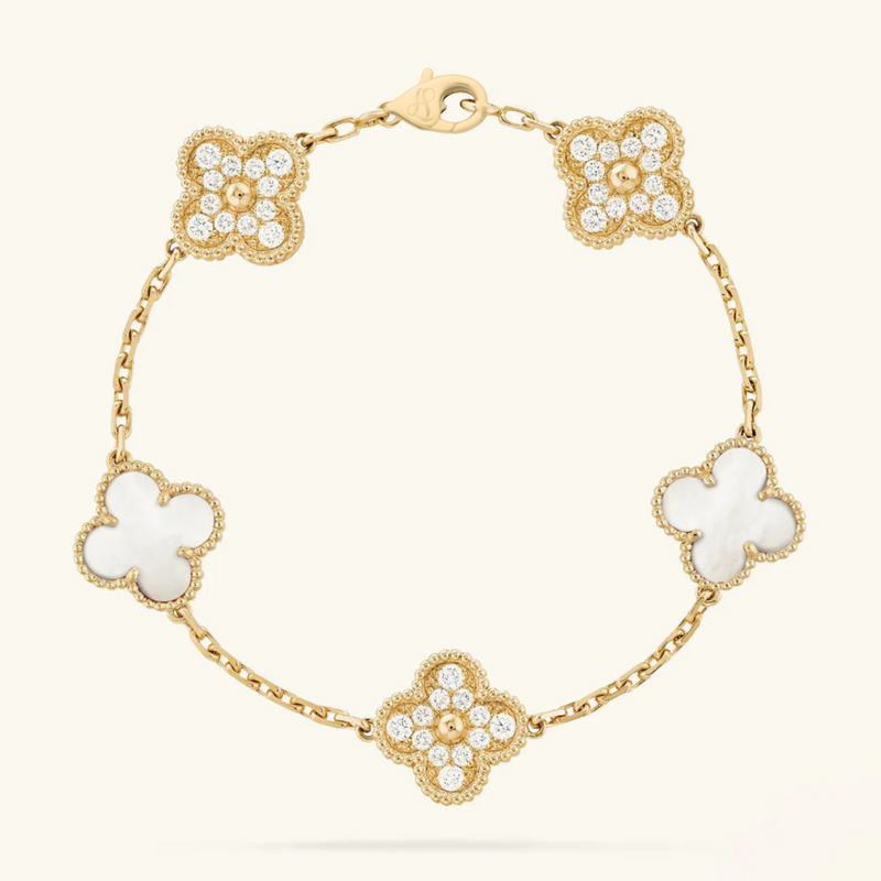 CLOVER - White Gold Zircon Bracelet