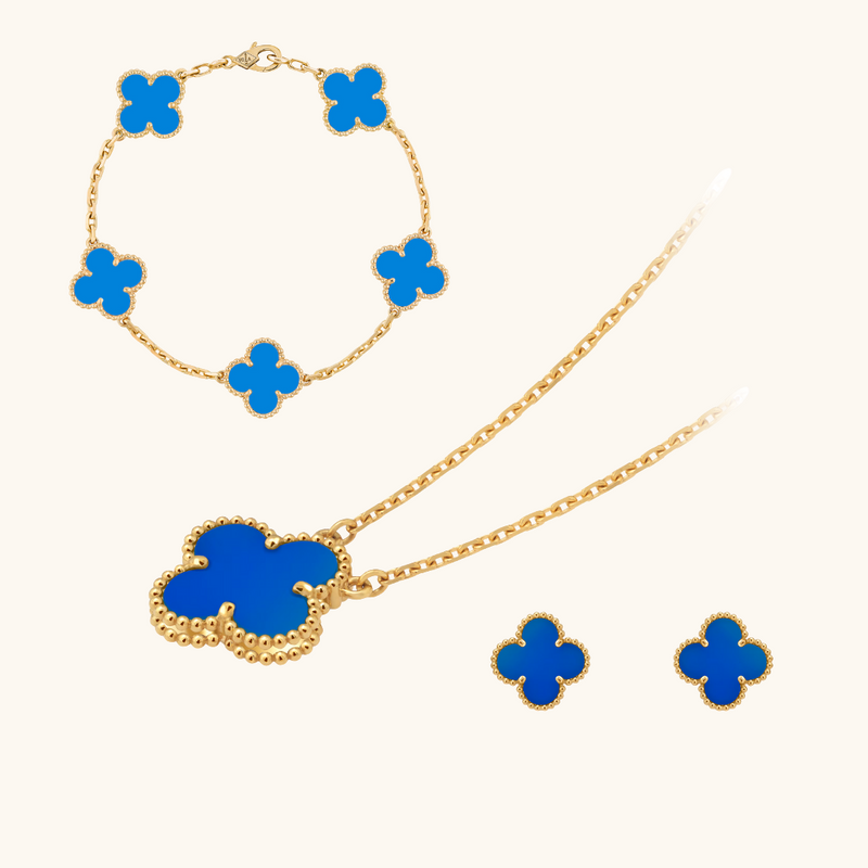CLOVER JEWELRY SET 3 PIECE BLUE