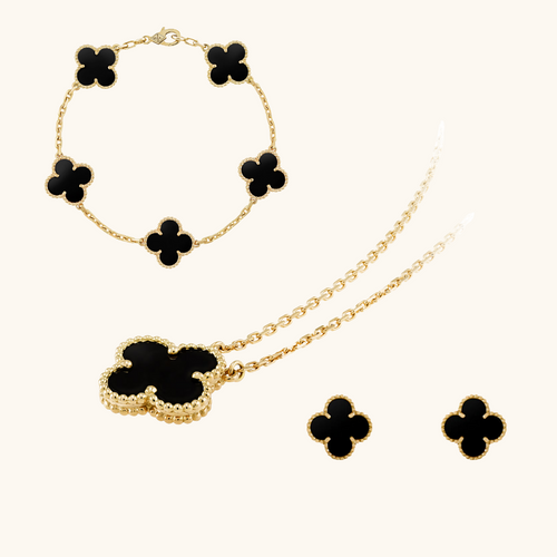 CLOVER JEWELRY SET 3 PIECE BLACK