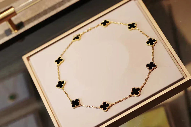CLOVER - 10 Motive Black Necklace