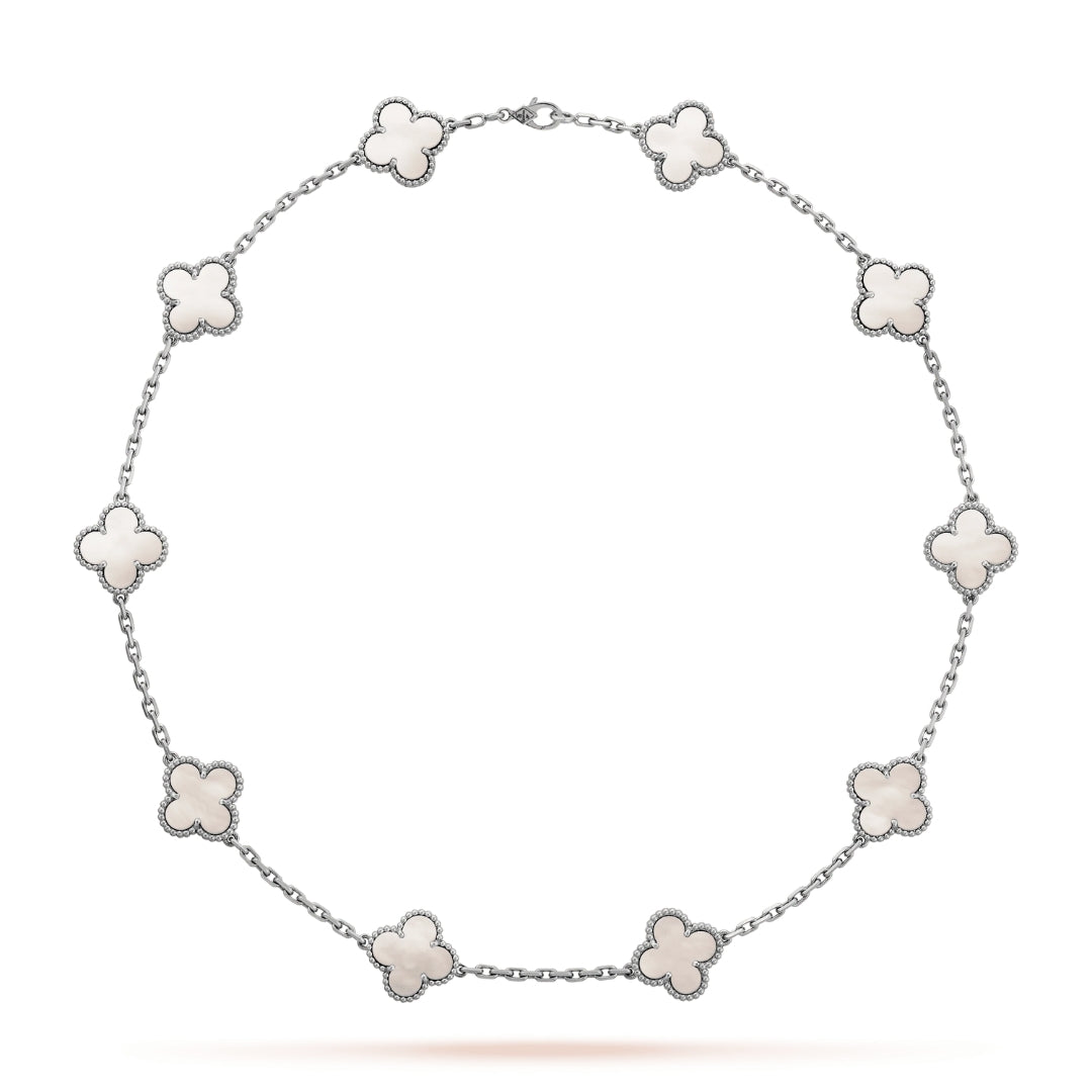 CLOVER - 10 Motive Silver Necklace