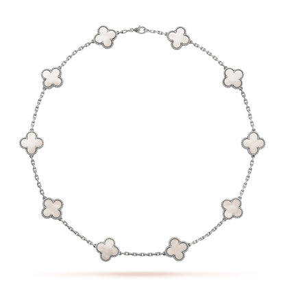 CLOVER - 10 Motive Silver Necklace