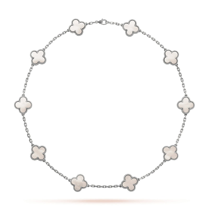 CLOVER - 10 Motive Silver Necklace