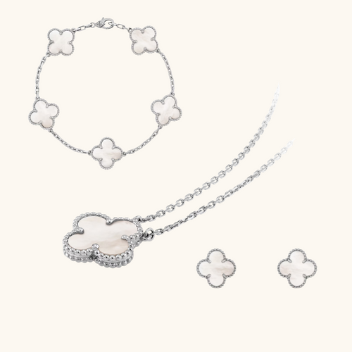 CLOVER JEWELRY SET 3 PIECE WHITE