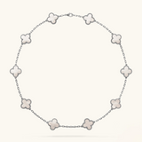 CLOVER - 10 Motive Silver Necklace