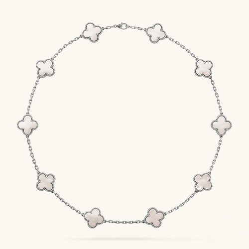 CLOVER - 10 Motive Silver Necklace