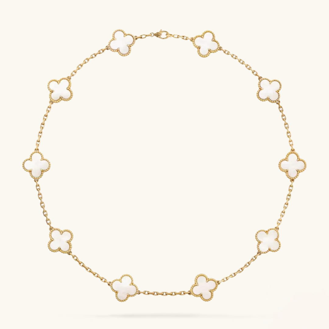 CLOVER - 10 Motive White Necklace