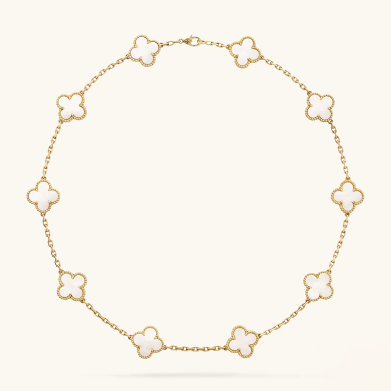 CLOVER - 10 Motive White Necklace