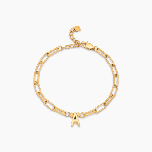 Paperclip Initial Charm Bracelet