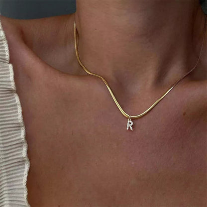 Melly Initial Herringbone Necklace check