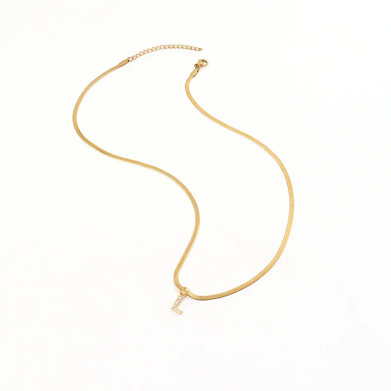 Melly Initial Herringbone Necklace check