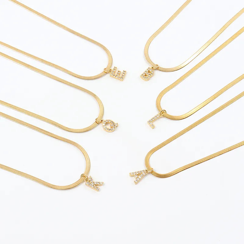 Melly Initial Herringbone Necklace check