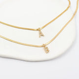 Melly Initial Herringbone Necklace check