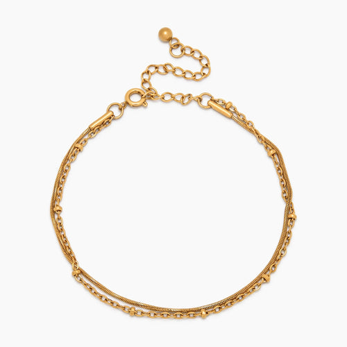 Beaded & Snake Chain Layered Bracelet