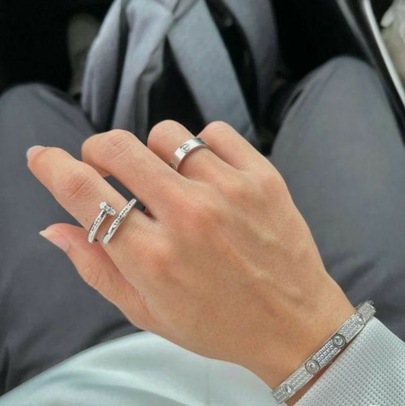 ELEGANCE NAIL - Silver Zircon Ring