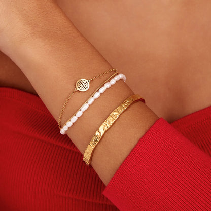 Sunshine Layered Pearl & Gold Bracelet