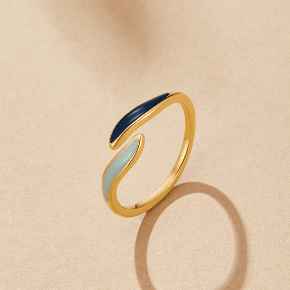 Blue Ocean Waves Wrap Ring