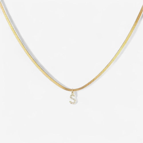 Melly Initial Herringbone Necklace check