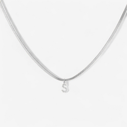 Melly Initial Herringbone Necklace check
