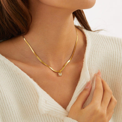 Melly Initial Herringbone Necklace check
