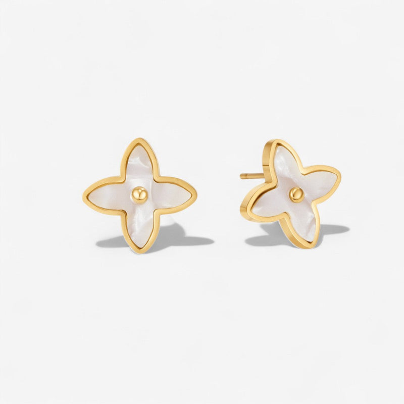 White Blossom Petal Earrings